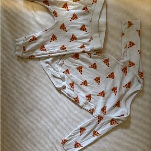 Kids Pizza-Print Matching Set in White